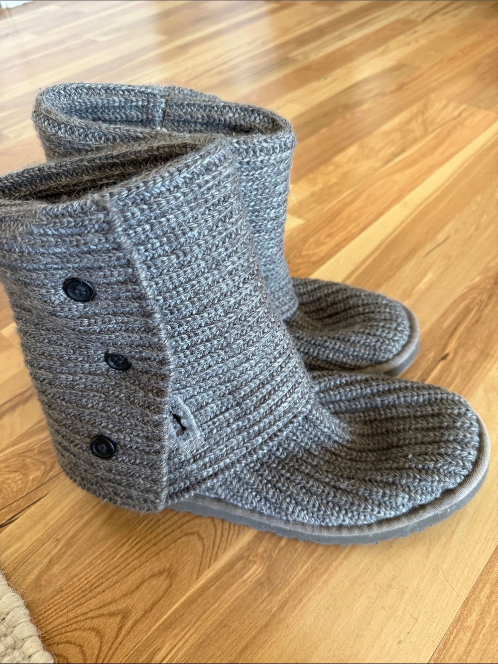 UGG Women's Knit Button Boot Slippers - Gray